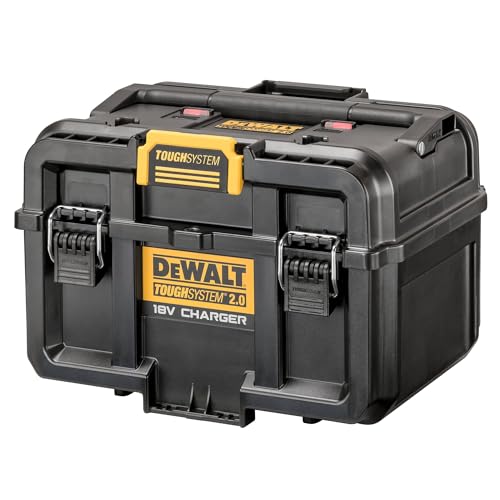 Dewalt Dwst83471-Qw 1/2 Tough System 2.0, Doppio Caricabatteria 4A Con Carica Simultanea Per Batteria Xr 18V, Flexvolt, Ventola Interna Per Dissipazio