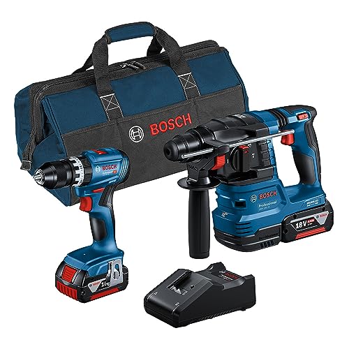 Bosch Professional Combo Kit Gsb 18V-45 + Gbh 18V-22 (Incl. 2 Batterie Da 4.0 Ah Caricabatteria Gal 18V-40, In Borsa Degli Attrezzi)