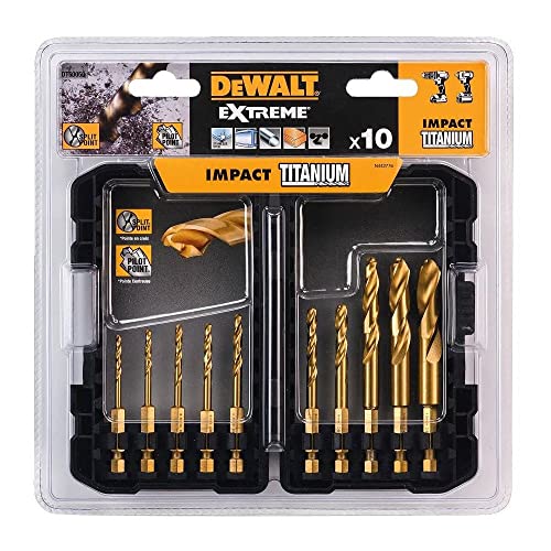 Dewalt Dt50050-Qz Set 10 Punte Impact Titanium Per Avvitatore A Impulsi, Attacco 1/4, In Cassetta, 3, 3.2, 3.5, 4, 4.5, 5, 6, 8, 10, 12 Mm