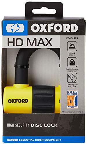 Oxford - Bloccadisco Per Moto, Hd Max, Ad Alta Sicurezza, In Acciaio, Lk311, 5030009096112, Colore: Giallo