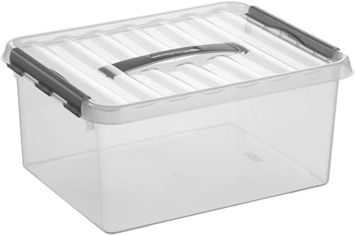Sunware 78300609 H61626 - Contenitore In Plastica Con Manico, 15 L, Trasparente