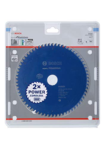 Bosch Accessories Lama Per Sega Circolare Expert For Aluminium (Alluminio, 216 X 30 X 2 Mm, 66 Denti, Accessorio Per Sega Circolare A Batteria)