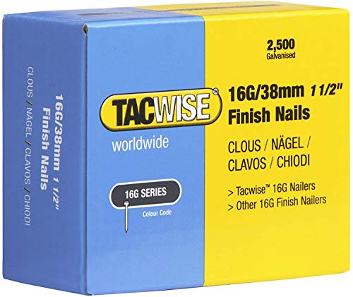 Tacwise 0296 Chiodi Di Finitura Galvanizzati Tipo 16G / 38 Mm, Confezione Da 2500