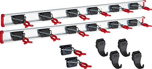 Bruns 107869770-2_107869768-2_107869773 - Set Di Supporti Per Attrezzi Da Giardino, 2 Binari Da 1 M + 14 Supporti + 4 Ganci