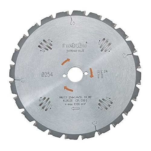 Metabo 628025000 - Circolare Lama Hw/Ct 254 X 30, 24 Denti Di 30 ° C