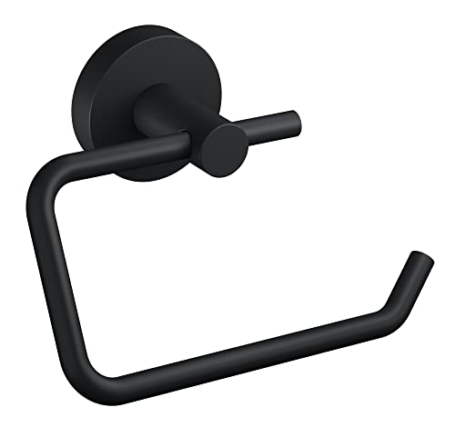 Tesa® Moon Black - Portarotolo Senza Coperchio, Per Bagni In Stile Industriale E Moderno - Senza Foratura, Soluzione Adesiva Inclusa - 99 Mm X 140 Mm
