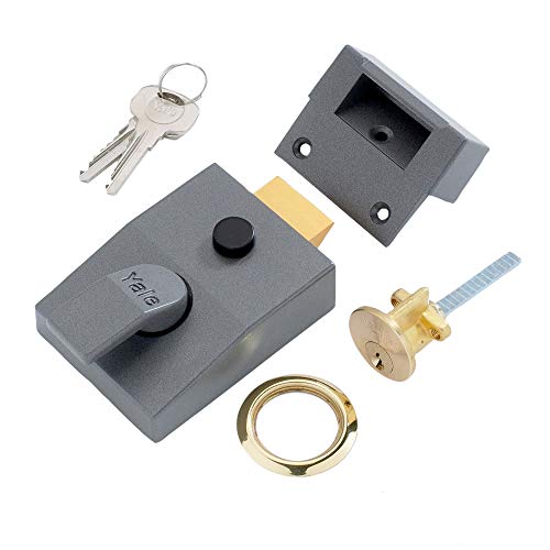 Yale P-89-Dmg-Pb-60 Deadlocking Nightlatch, Deadlock Automatico, Finitura Metallica Scura/Cilindro In Ottone, Alta Sicurezza, Serratura Esterna, Chiav