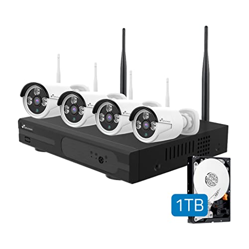 Kit Telecamera Di Sorveglianza Wifi Nivian 2K Con Registratore 10Ch E 4 Telecamere Esterne Impermeabili Ip66, Visione Notturna, Rilevamento Del Movime