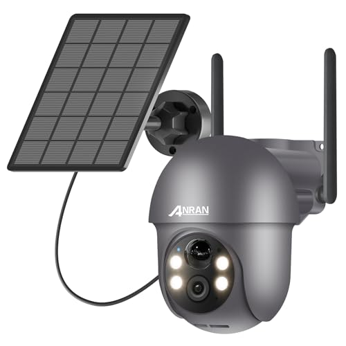 Anran 2K Telecamera Wi-Fi Esterno Batteria, 360° Ptz Telecamera Esterno Senza Fili Con Pannello Solare, Pir E Rilevamento Del Movimento, Visione Nottu
