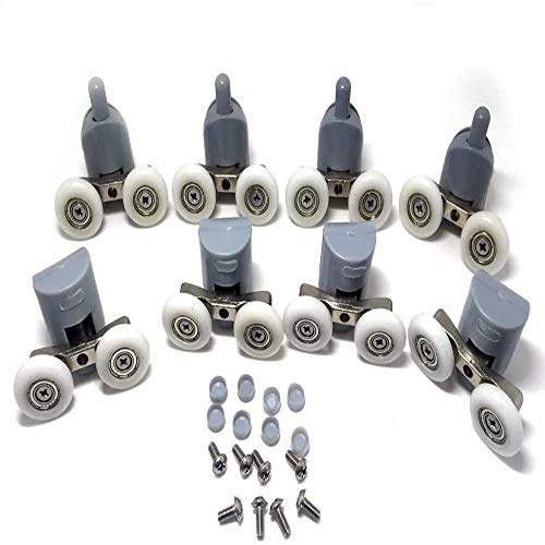 Youery 8 Kit Rulli Per Porte Doccia Rulli Doccia Cuscinetti Box Doccia Twin Bottom Top Pulegge Ruote Runners Bathroom Kit Di Ricambio Rulli Inferiori