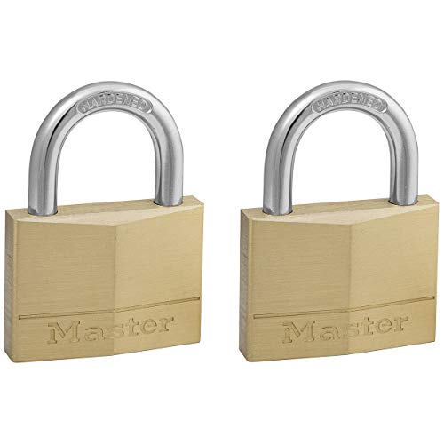 Master Lock 150Eurt Confezione Da 2 Lucchetti Con Chiavi In Ottone, Oro, 6.8 X 5 X 1.4 Cm