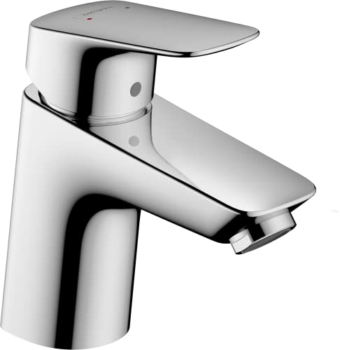 Hansgrohe Logis - Rubinetto Per Lavabo Con Scarico A Tirante, Miscelatore Lavabo Risparmio Idrico (Ecosmart) Con Altezza Bocca 70 Mm, Cromo