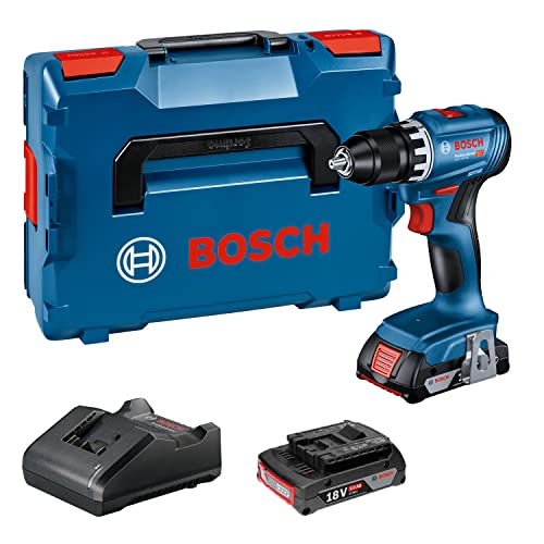 Bosch Professional 18V System Trapano Avvitatore A Batteria Gsr 18V-45 (Velocità Di 1.900 Giri/Min, 2 Batterie Da 2.0 Ah, Caricabatteria Gal 18V-20, I