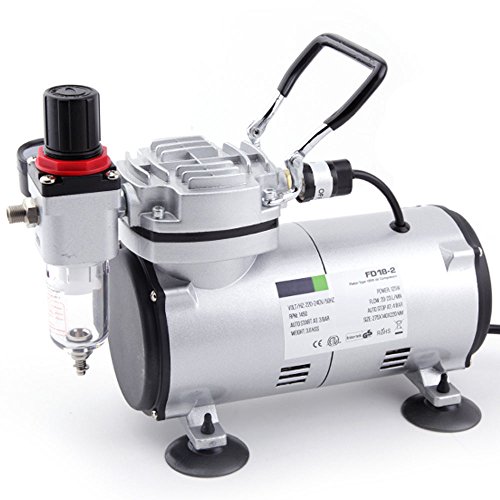 Mini Compressore Per Aerografo Fengda Fd18-2 Con Potente Pressione Di Lavoro/Forte Flusso D'Aria / Regolatore Per Hobby, Tatuaggio, Grafica E Così Via