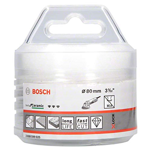 Bosch Professional 2608599025 Punta Diamantata A Secco, Per Ceramica, X-Lock, Dry Speed, Ø 80 Mm, Lunghezza Di Lavoro 35 Mm