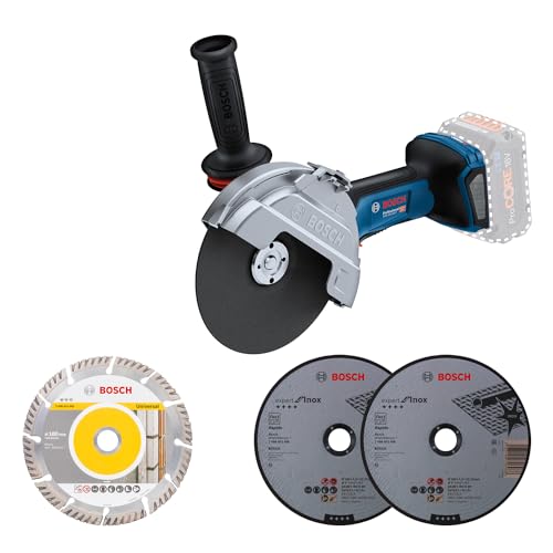 Bosch Professional Biturbo Smerigliatrice Angolare A Batteria Gws 18V-180 P (Ø Mola 180 Mm, Profondità Di Taglio 230 Mm, Interruttore Protection, Incl