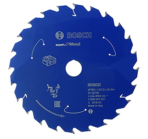 Bosch Accessories Lama Per Sega Circolare Expert For Wood (Legno, 254 X 30 X 2.1 Mm, 24 Denti, Accessorio Per Sega Circolare A Batteria)