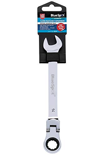 Blue Spot Tools 05109 - Chiave A Cricchetto In Cromo Vanadio, 14 Mm, Testa Flessibile (180°)
