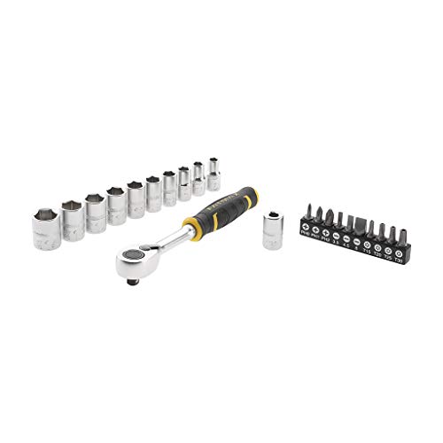 Stanley Fatmax Fmmt82679-0 Set Cricchetto Fatmax Att. 1/4" Con Chiavi A Bussola E Inserti-22 Pz, Nero