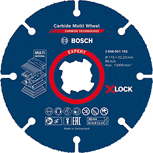 Bosch Accessories 2608901194 Bosch Accessories 10X Expert Carbide Multi Wheel X-Lock Disco Da Taglio (Ø 115Xspessore Mm 1,0 Mm, Accessori Smerigliatri