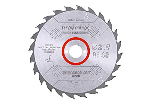 Metabo 628041000 - Lama Circolare Per Sega In Metallo Resistente Ad Alta Potenza Di Taglio Hw/Ct, Diametro: 216 X 30 Mm, 48 Wz