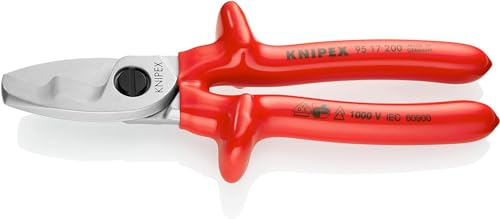 Knipex Cesoia Per Cavi Con Doppio Tagliente Cromata, Isolati Ad Immersione, Collaudati Vde 200 Mm 95 17 200