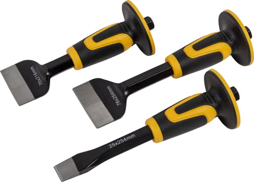 Roughneck Rou31970 Bolster & Chisel Set- 3 Piece Including: Brick Bolster 70X216Mm (2¾X8½ In) Electrician’S Bolster 76X254Mm (3X10 In)& Cold Chisel 25