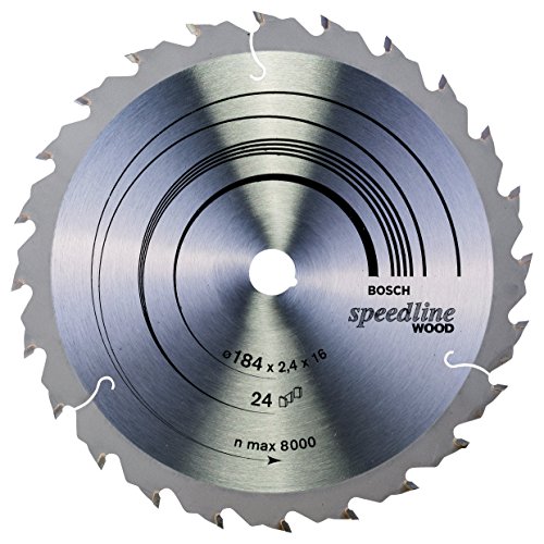 Bosch Professional 1X Lama Per Sega Circolare Speedline For Wood (Per Legno, 184 X 2.4 X 16 Mm, 24 Denti, Accessorio Sega Circolare)