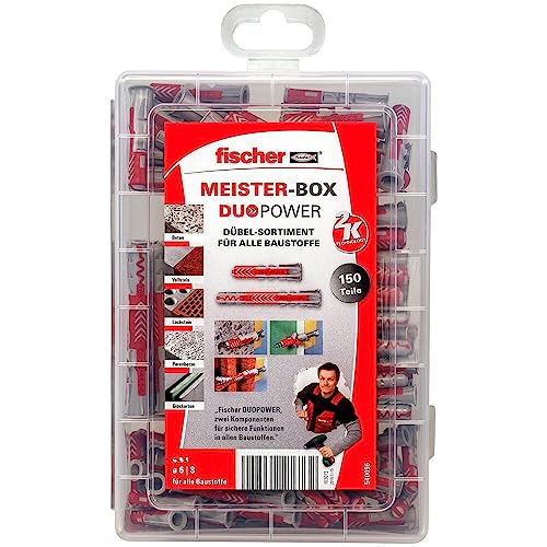 Fischer Meister-Box Duopower Corto/Lungo, Scatola Con Tasselli Da 150 Pezzi (60 Pezzi, 6 X 30, 40 Pezzi, 8 X 40, 30 Pezzi, 6 X 50, 20 Pezzi, 8 X 65),