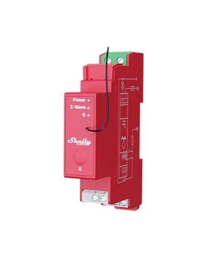 Shelly Qubino Wave Pro 1Pm, Smart Switch Z-Wave, Automazione Domestica, 1 Uscita, Consumo Energetico Basso, Roso