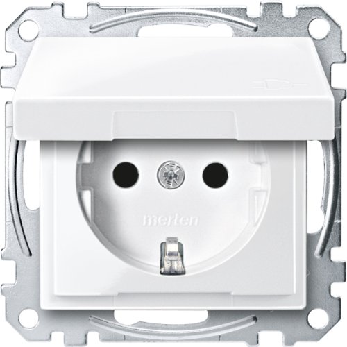 Merten, 1563270, Meg2310-0319 Schuko Presa Con Patta., Brs, Steckklemmen, Polarwhite Lucido, Sistema M