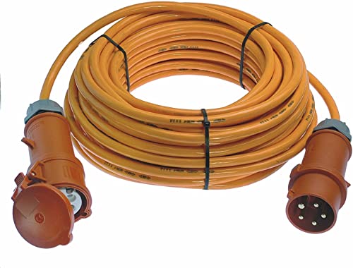 As - Schwabe 59625 Estensione Cee 400V / 16A, 25M H07Bq-F 5G2.5, Arancione, Ip44 Commerciale, Cantiere