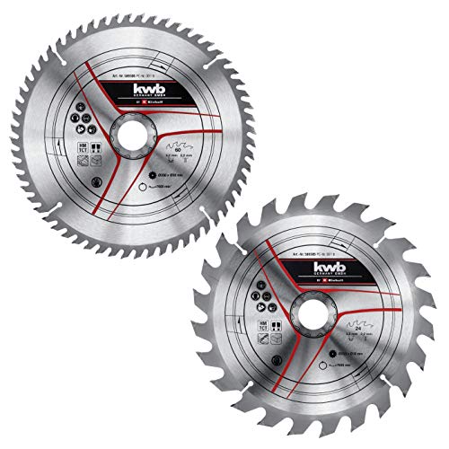 Kwb By Einhell - Set Di 2 Lame Per Sega Circolare, 250 X 30 Mm, 2 Pezzi, 2 Lame Hm, Ø 250 X 30 Mm, Max. 7600 Min-1, 60 Denti, Adatto Per Sega Circolar