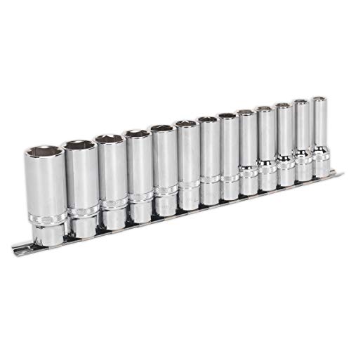 Sealey Ak2745 Socket Set 13Pc 1/5,1 Cm Sq Unità Deep Lock-On 6Pt Metric