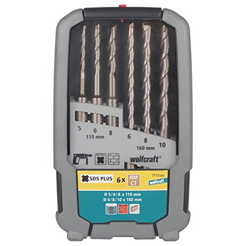 Wolfcraft Set Di Punte Per Martello Tct "Standard" Da 6 Pezzi, Codolo Sds-Plus I 7113000 I Per Fori In Calcestruzzo, Pietra Naturale, Pietra Artificia