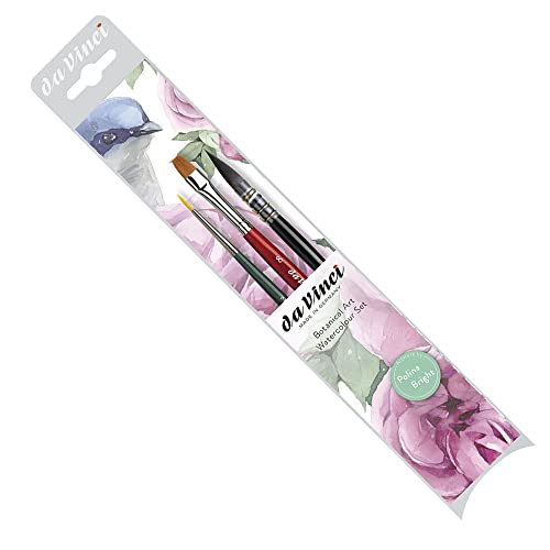 Da Vinci Botanical Art Watercolour - Set Di 3 Pennelli: Serie 498 No. 2, Serie 5570 No. 2, Serie 5880 No. 8