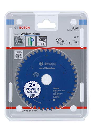 Bosch Accessories Lama Per Sega Circolare Expert For Aluminium (Alluminio, 120 X 20 X 1.8 Mm, 42 Denti, Accessorio Per Sega Circolare A Batteria)