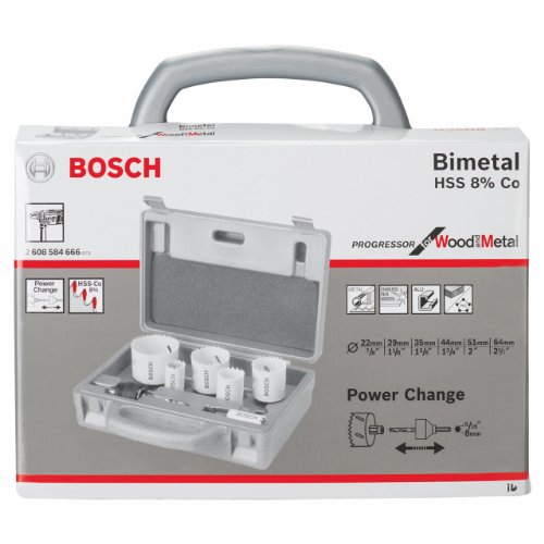 Bosch Professional Set Da 9 Pz. Di Seghe A Tazza Progressor For Wood & Metal Set (Per Elettricista, Ø 22-64 Mm, Accessorio Per Foratrice)