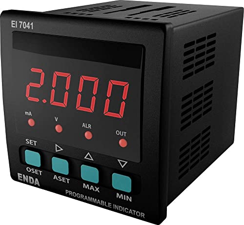 Enda Ei7041-Sm-2R-12 - Misuratore Digitale Da Incasso Universale, Indicatore Led, 72 X 72 Mm