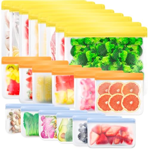 20 Sacchetti Per Congelatore Riutilizzabili, In Silicone, Con Chiusura Lampo, Per Conservare Verdure, Frutta, Snack, Sandwich, Sacchetti Riutilizzabil