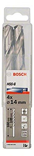 Bosch Professional 4X Hss-G Punta Per Metallo (Ø 14 Mm, Robust Line, Accessori Per Trapani)