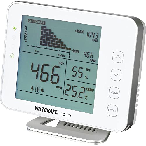 Voltcraft Co-110 Misuratore Di Anidride Carbonica 0-5000 Ppm Con Funzione Datalogger Calibrato Di Fabbrica Senza Cert