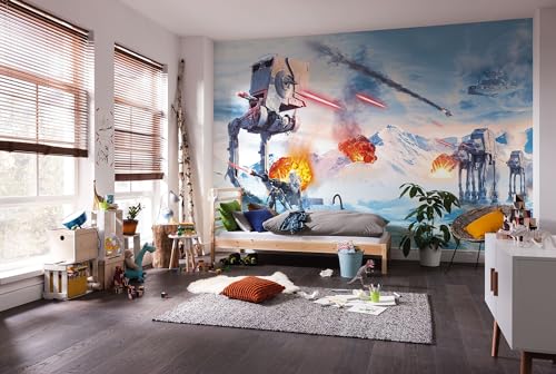 Komar Carta Da Parati Fotografica In Tessuto Non Tessuto, Motivo: Star Wars Hoth Showdow, Dimensioni 400 X 250 Cm, Per Cameretta Dei Bambini