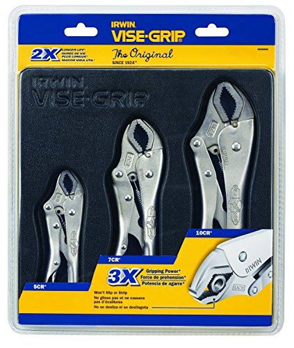Irwin 10508020 Set 3Pz. Pinze Auotobloccanti A Ganasce Curve Original - (5Cr, 7Cr, 10Cr) In Custodia Di Plastica