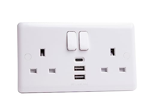Deta Presa Commutata A 2 Bande 13A Con 2 Porte Usb-A E 1 Porta Usb-C 5V 4A Di Ricarica