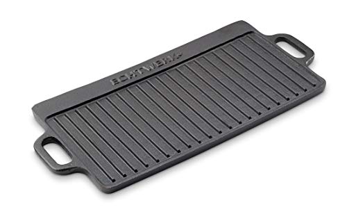 Echtwerk Piastra Grill Big 50,5 × 23 × 1,5 Cm In Ghisa Con 2 Manici E Rivestimento In Smalto, Padella/Piastra Grill Per Caminetti, Falò, Forno O Forne