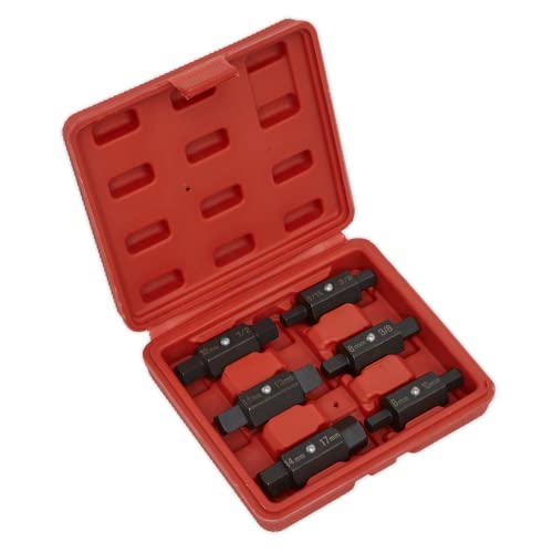 Sealey Key Oil Drain Plug Set 6Pc Fine Doppia