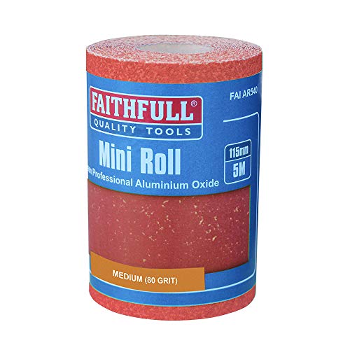 Faithfull Aluminium Oxide Paper Roll Red Heavy Duty 115 Mm X 5M 80G