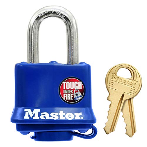 Master Lock 312Eurd Lucchetto In Acciaio Laminato Rivestito A Chiave, Blu, 7,3 X 4 X 2,5 Cm
