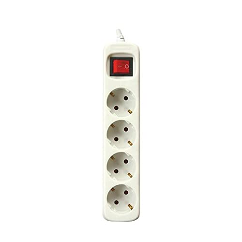 Silver Electronics 9638 – Base Elettrico 4 Uscite Con Interruttore, 3 M, Colore: Bianco